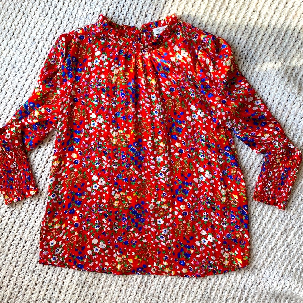 Rachel Zoe Floral Key-Hole Sheer Top